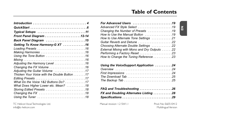 TC-Helicon VoiceTone Harmony-G XT Manual User Manual | Page 3 / 30