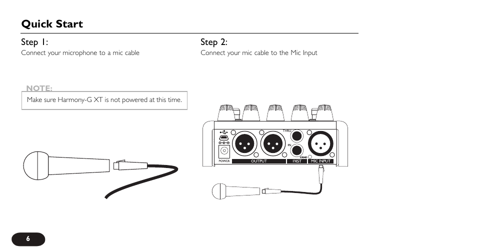 Quick start | TC-Helicon VoiceTone Harmony-G XT Manual User Manual | Page 6 / 30
