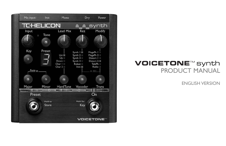 TC-Helicon VoiceTone Synth Manual User Manual | 31 pages