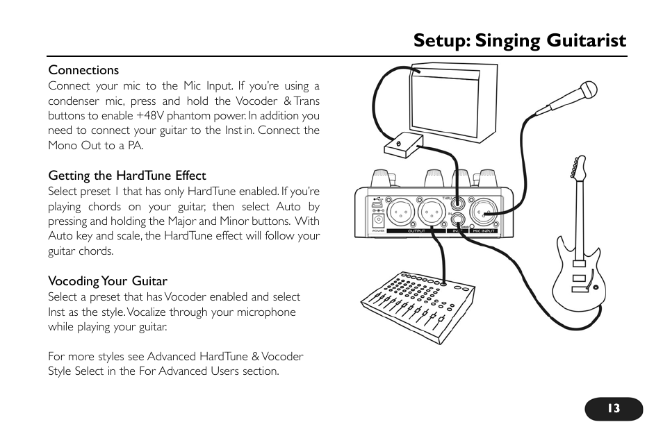 Setup: singing guitarist | TC-Helicon VoiceTone Synth Manual User Manual | Page 13 / 31