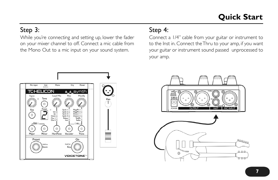 Quick start | TC-Helicon VoiceTone Synth Manual User Manual | Page 7 / 31