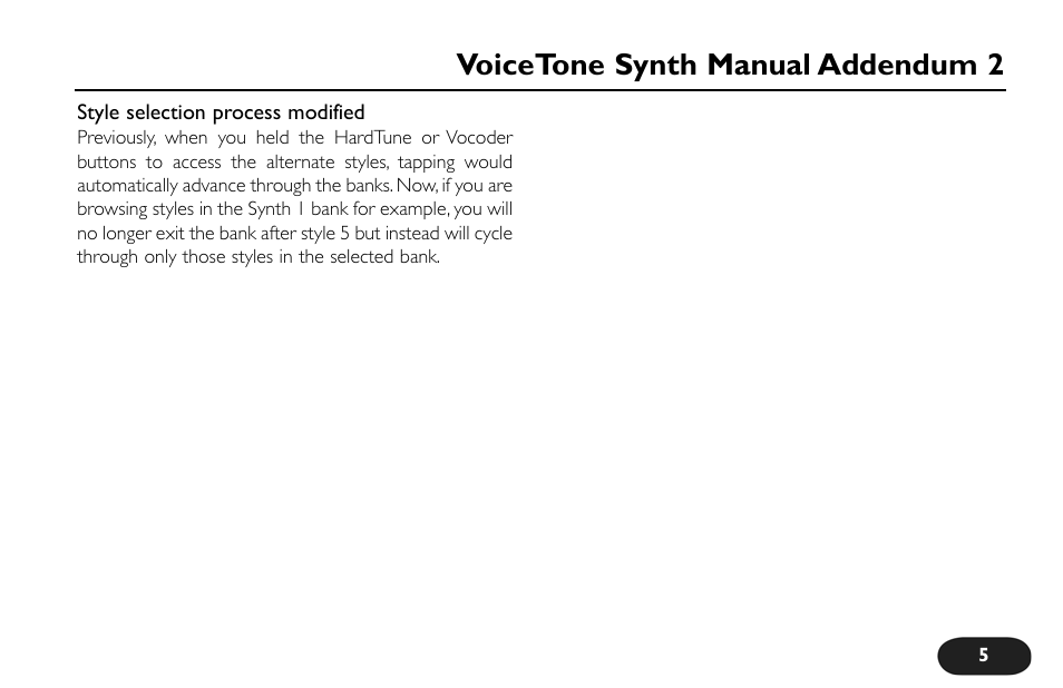 Voicetone synth manual addendum 2 | TC-Helicon VoiceTone Synth Manual Addendum User Manual | Page 5 / 5