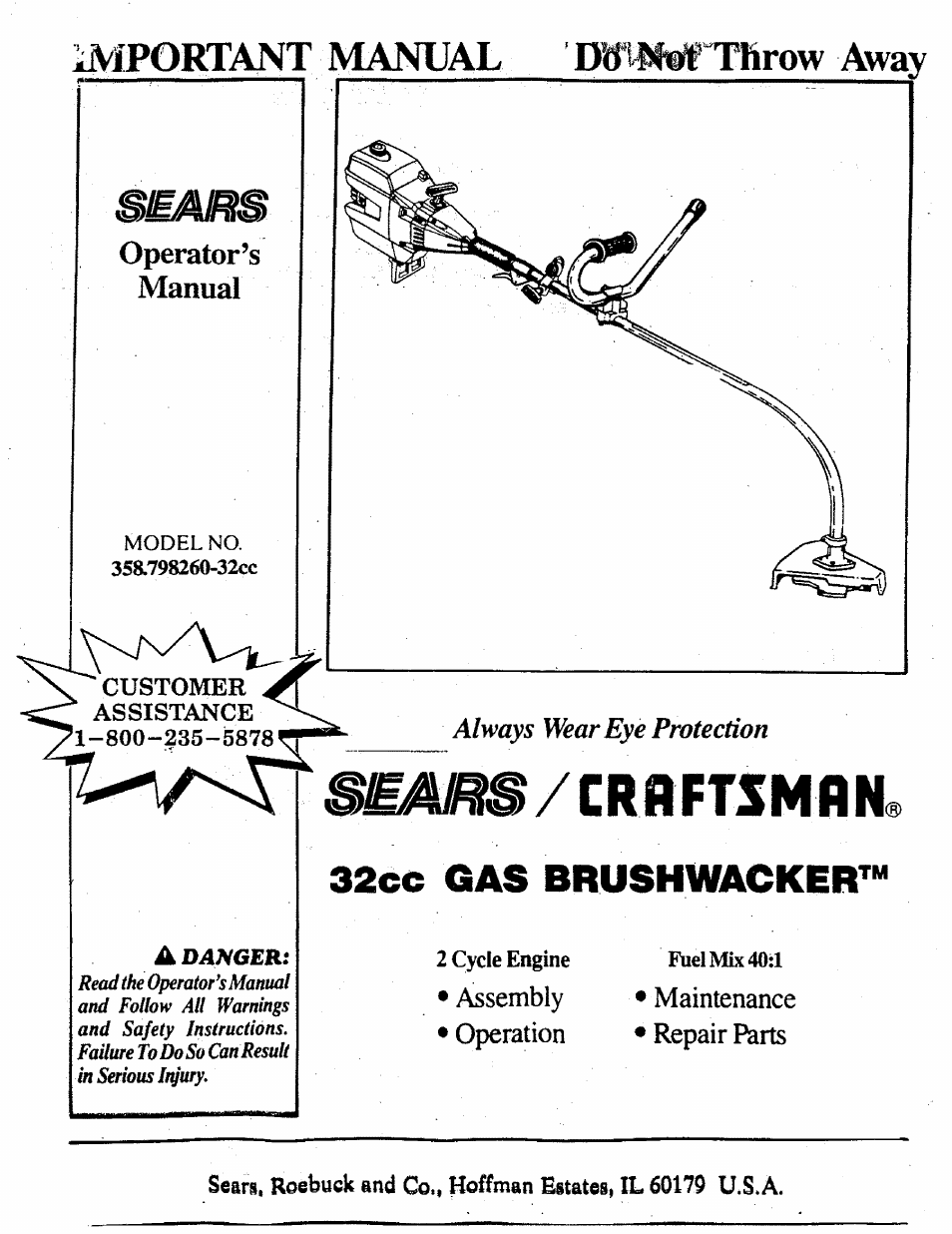 Craftsman 358.798260-32cc User Manual | 61 pages