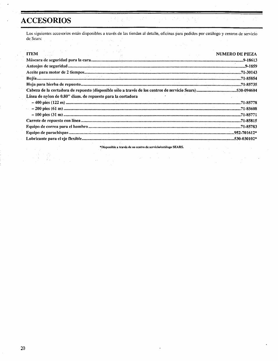 Accesorios | Craftsman 358.798260-32cc User Manual | Page 49 / 61