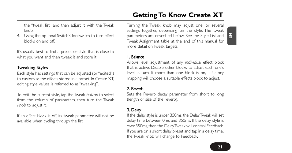 Getting to know create xt | TC-Helicon VoiceTone Create XT Manual User Manual | Page 21 / 34