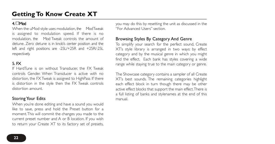 Getting to know create xt | TC-Helicon VoiceTone Create XT Manual User Manual | Page 22 / 34