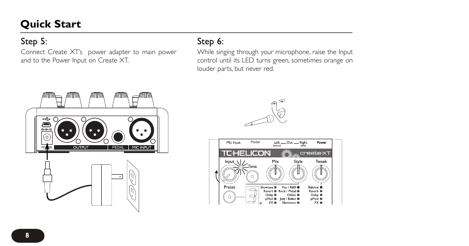 Quick start | TC-Helicon VoiceTone Create XT Manual User Manual | Page 8 / 34