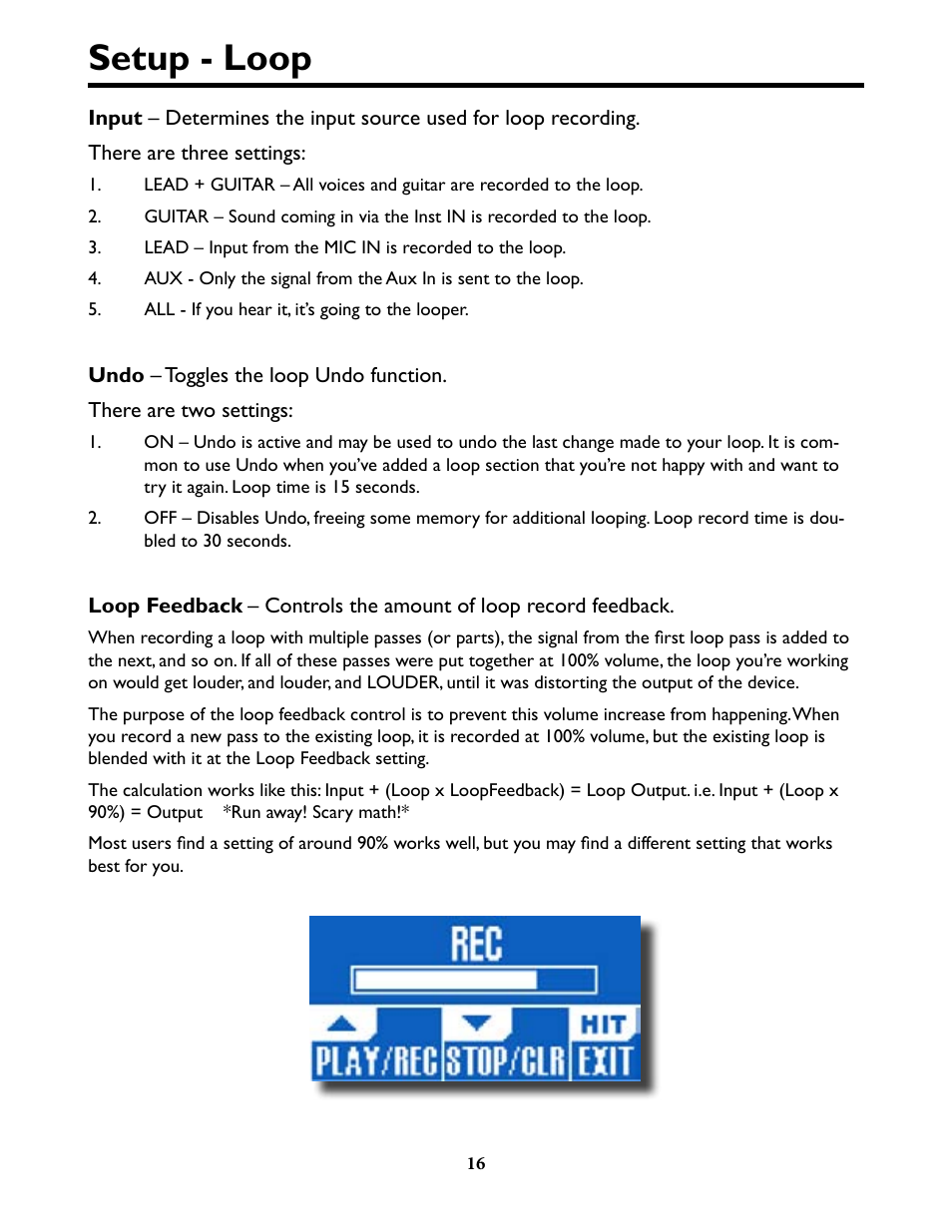 Setup - loop, Setup - loop 16 | TC-Helicon VoiceLivePlay GTX Details manual User Manual | Page 16 / 39