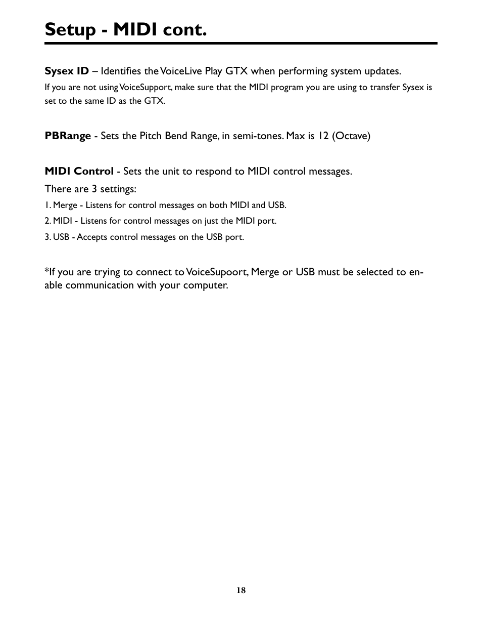 Setup - midi cont | TC-Helicon VoiceLivePlay GTX Details manual User Manual | Page 18 / 39