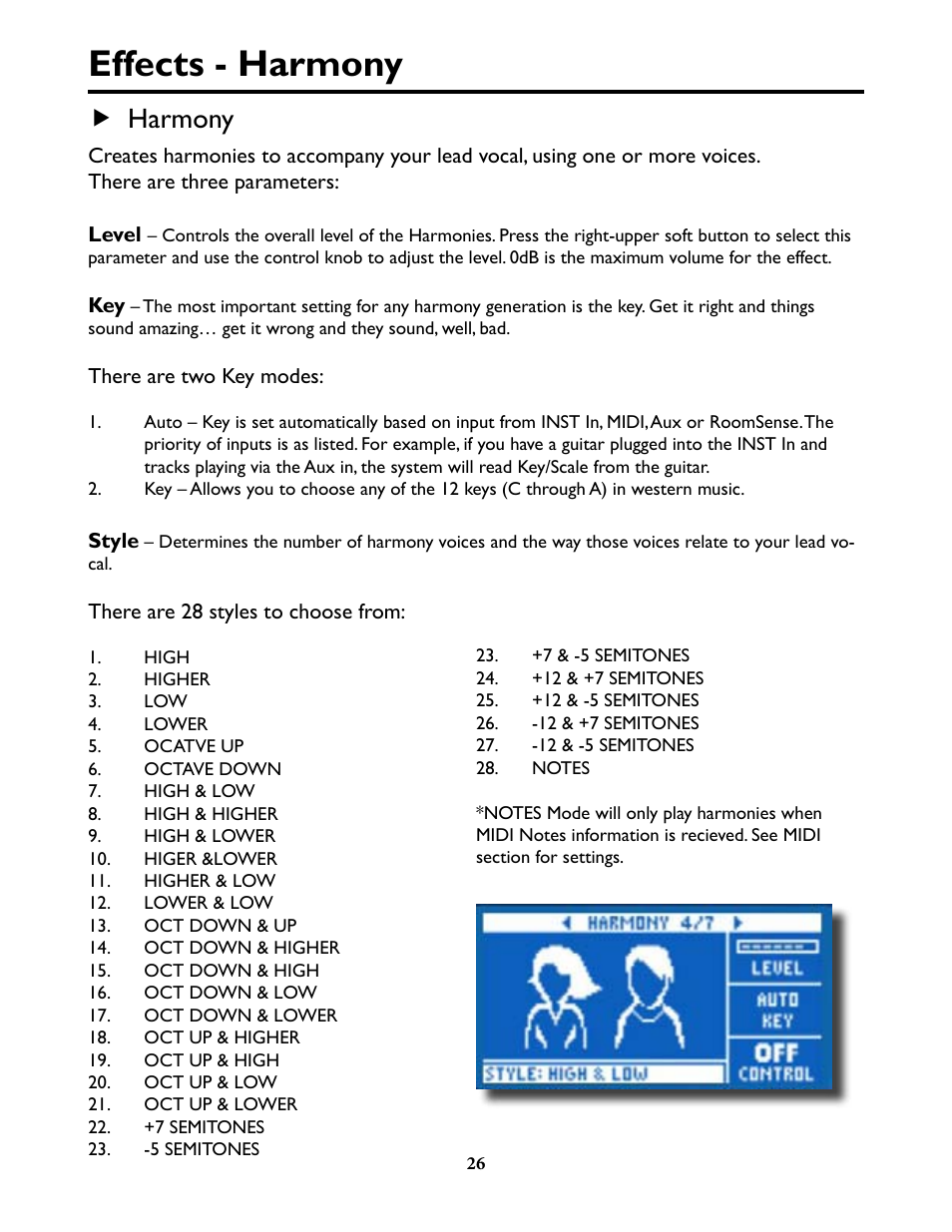 Effects - harmony, Effects - harmony 26, F harmony | TC-Helicon VoiceLivePlay GTX Details manual User Manual | Page 26 / 39