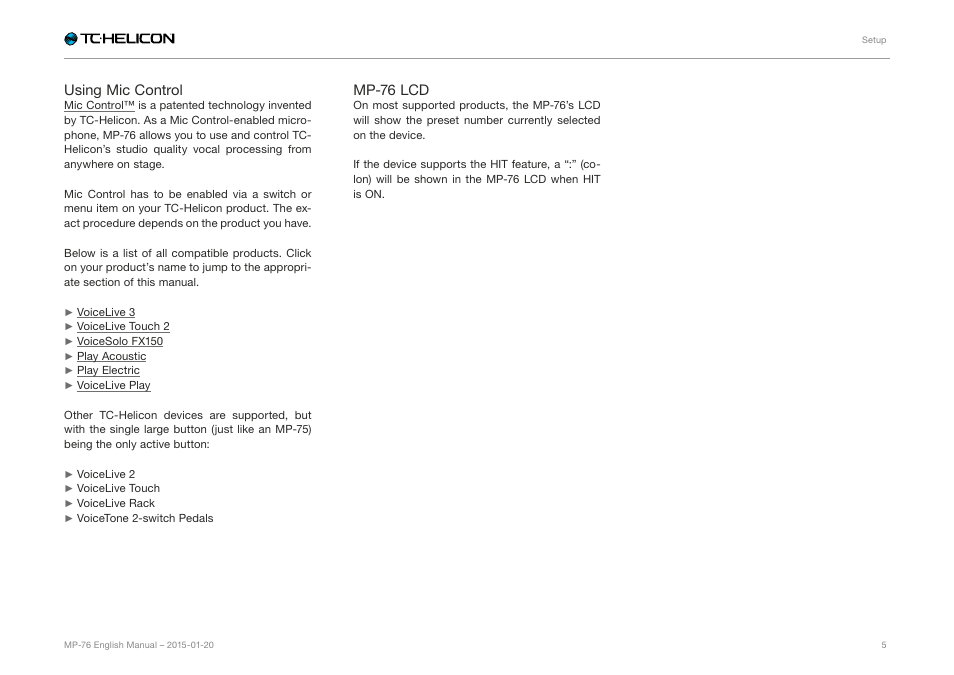 TC-Helicon MP-76 - Reference Manual User Manual | Page 7 / 13