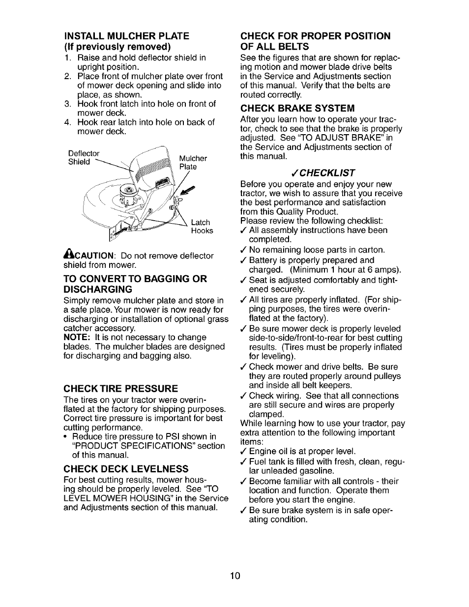 Checklist | Craftsman 917.272670 User Manual | Page 10 / 56