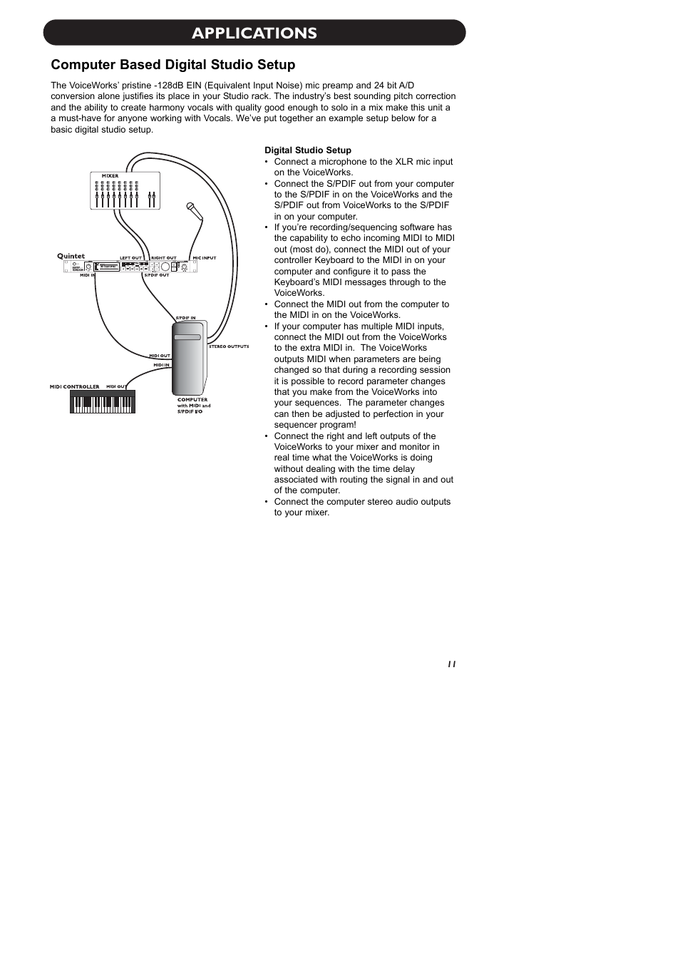 Applications, Computer based digital studio setup | TC-Helicon VoiceWorks Manual User Manual | Page 13 / 33