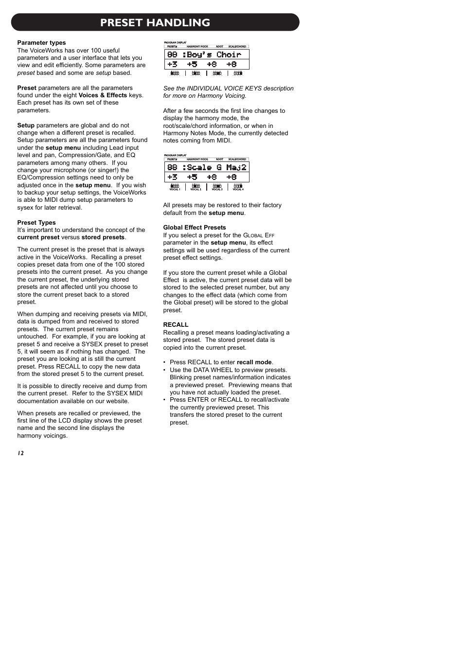 Preset handling | TC-Helicon VoiceWorks Manual User Manual | Page 14 / 33