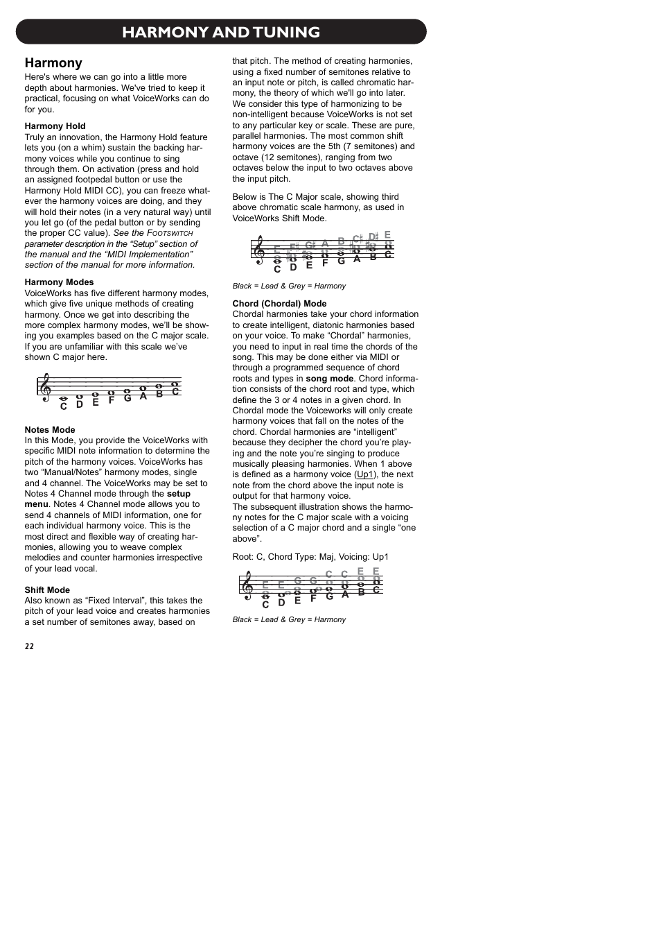 Harmony and tuning, Harmony | TC-Helicon VoiceWorks Manual User Manual | Page 24 / 33