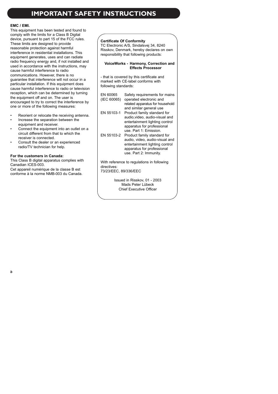 Important safety instructions | TC-Helicon VoiceWorks Manual User Manual | Page 4 / 33