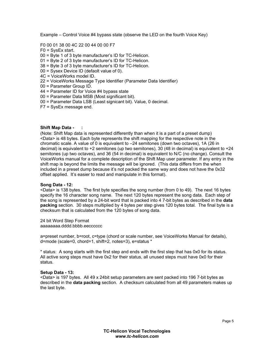 TC-Helicon VoiceWorks Sysex Manual User Manual | Page 5 / 8