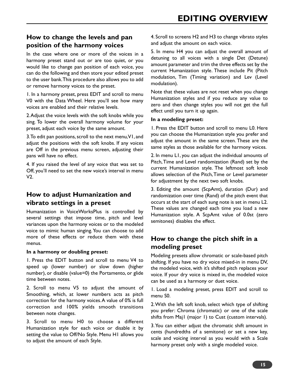 Editing overview | TC-Helicon VoiceWorks Plus Manual User Manual | Page 19 / 44