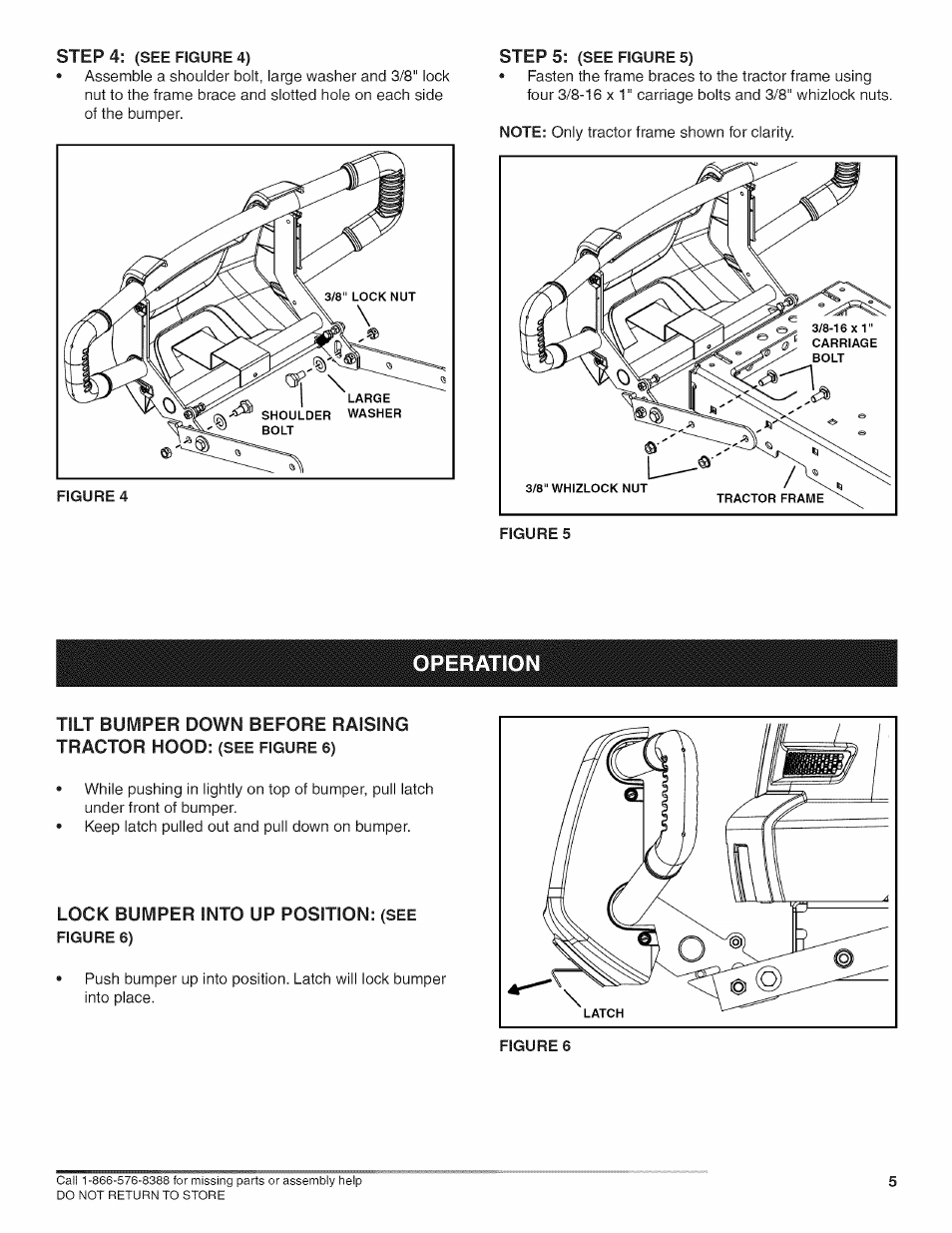 Operatio, Lock bumper into up position: (see figure 6) | Craftsman 486.24628 User Manual | Page 5 / 8