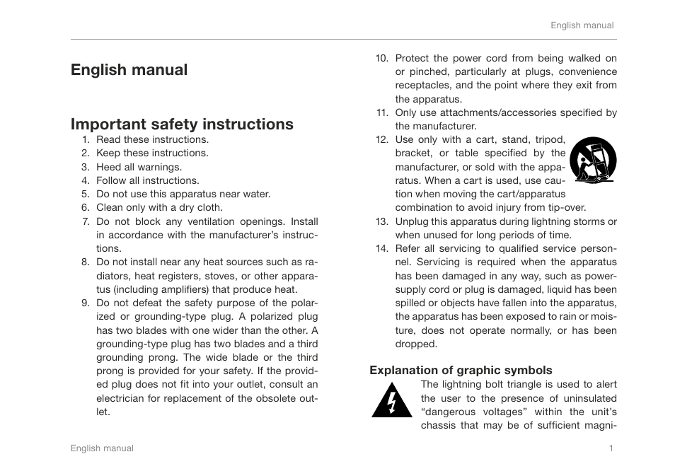 English manual important safety instructions | TC-Helicon Reveal 802 User Manual | Page 3 / 12