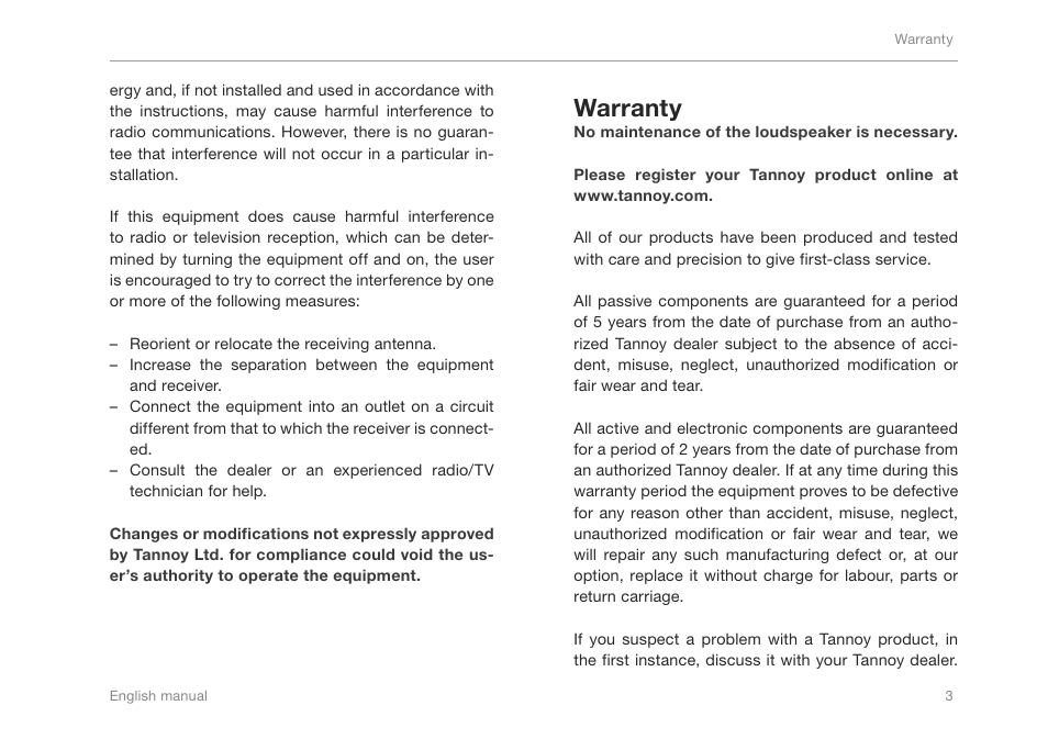 Warranty | TC-Helicon Reveal 802 User Manual | Page 5 / 12