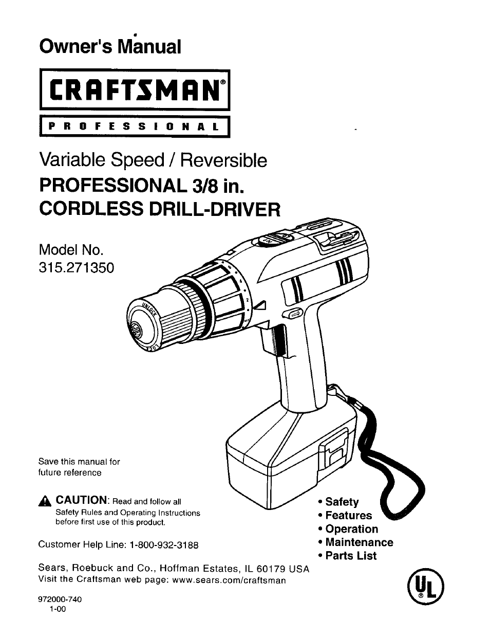 Craftsman 315.271350 User Manual | 16 pages