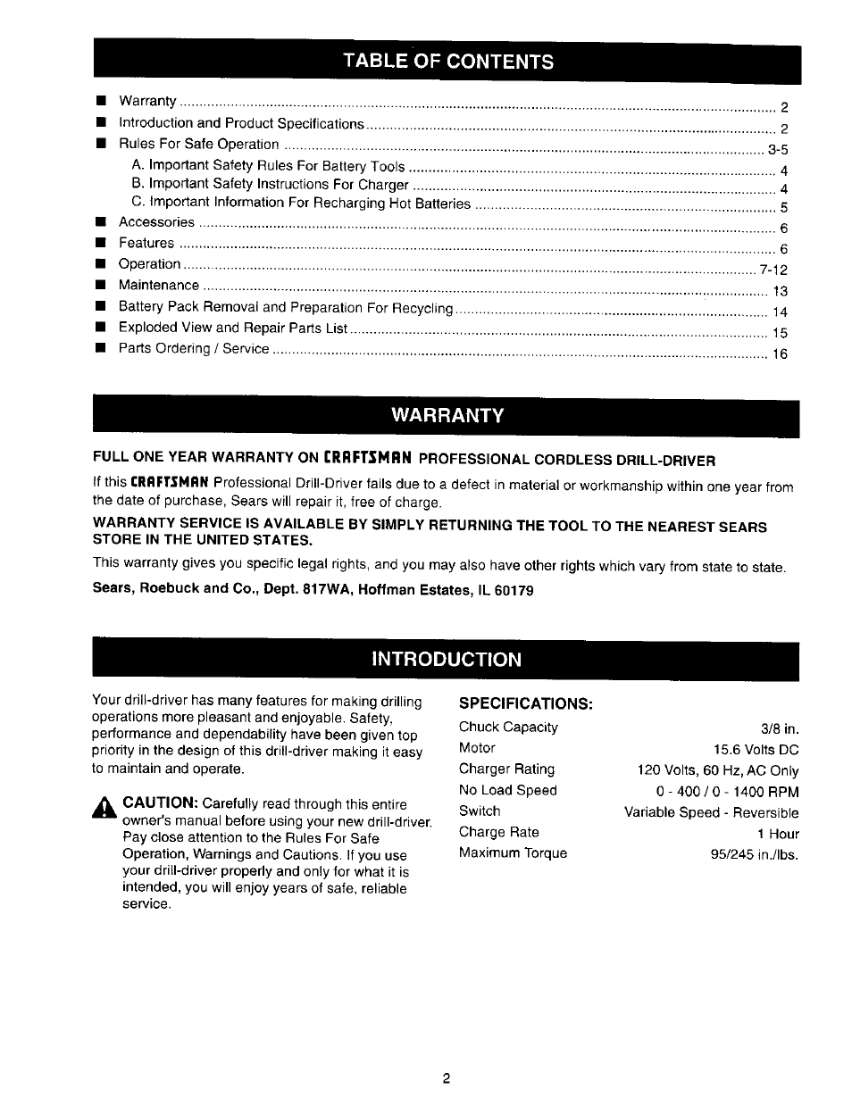 Craftsman 315.271350 User Manual | Page 2 / 16