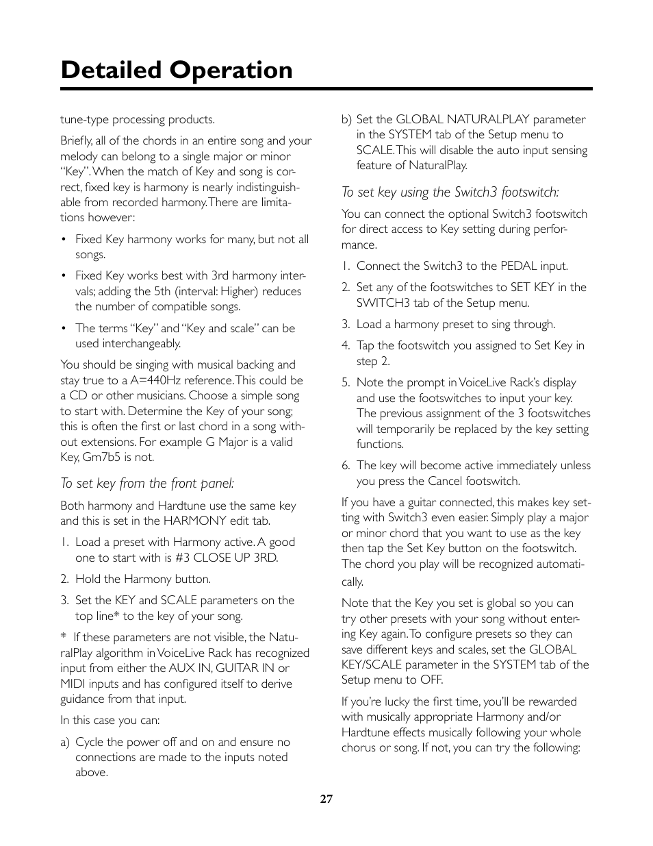 Detailed operation | TC-Helicon VoiceLive Rack Full User's Manual User Manual | Page 28 / 89