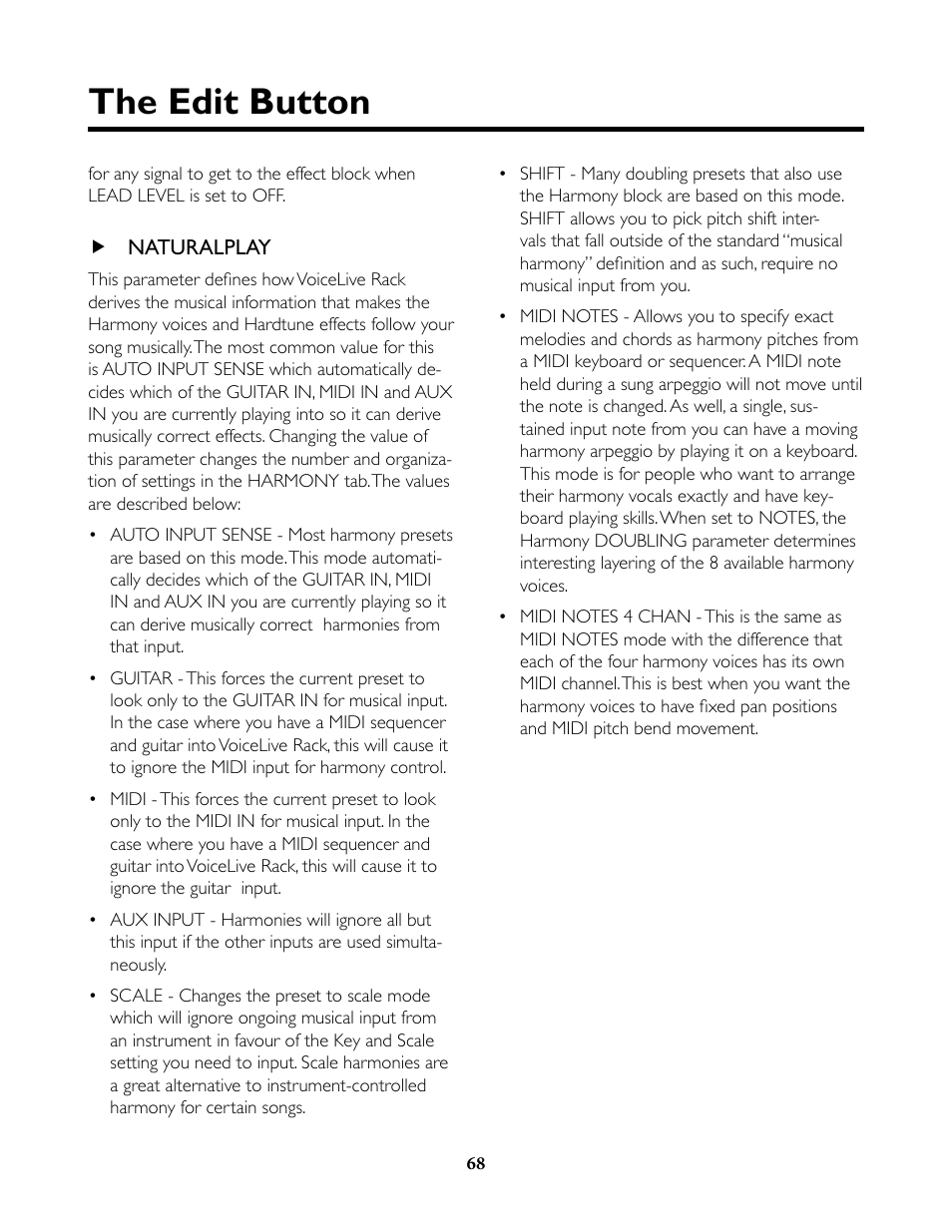 Naturalplay, The edit button | TC-Helicon VoiceLive Rack Full User's Manual User Manual | Page 69 / 89