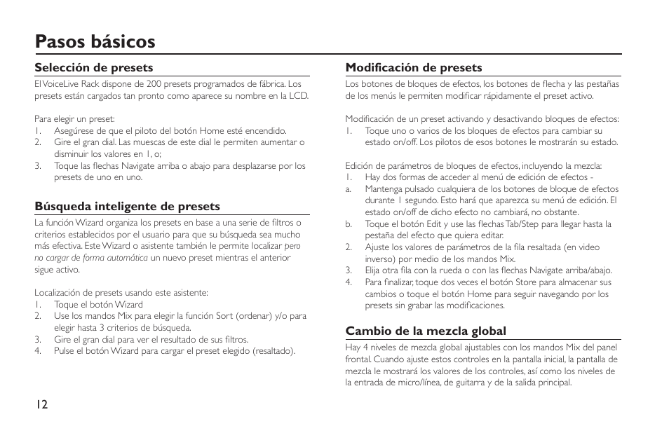 Pasos básicos | TC-Helicon VoiceLive Rack - Basics Manual User Manual | Page 12 / 18