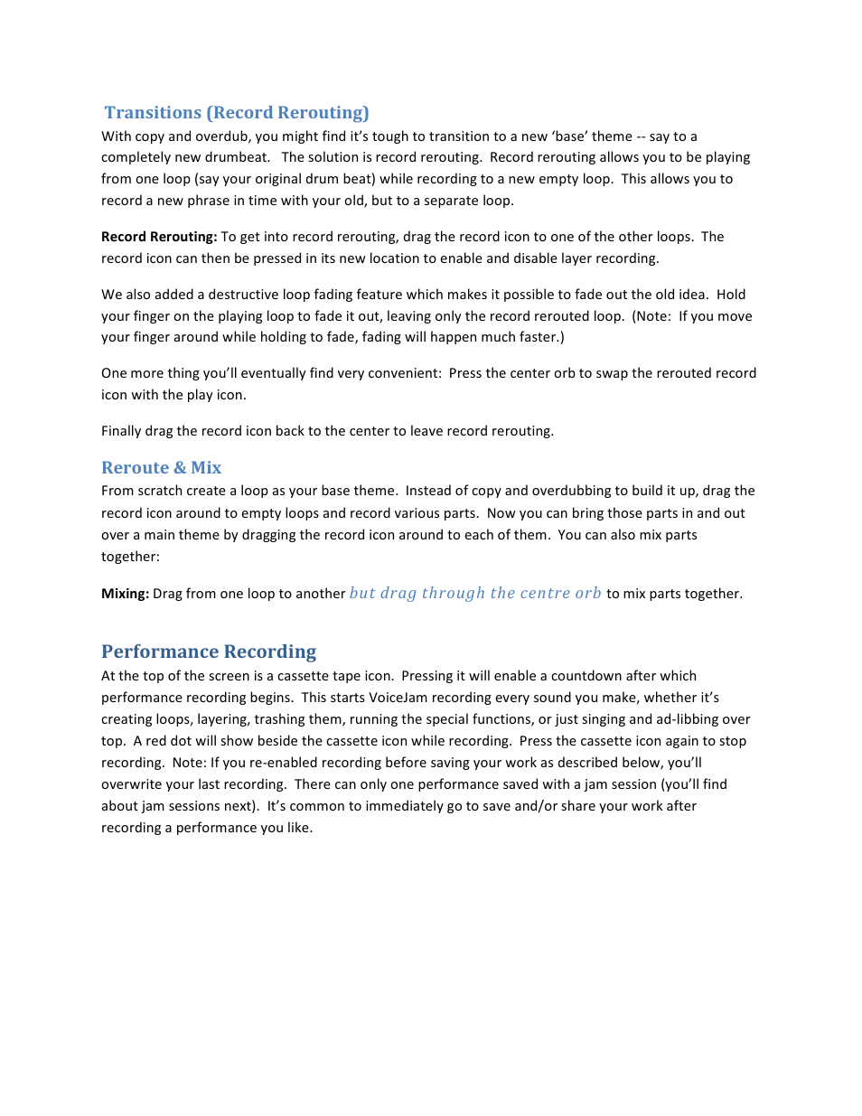 Performance recording | TC-Helicon Voicejam manual User Manual | Page 7 / 11