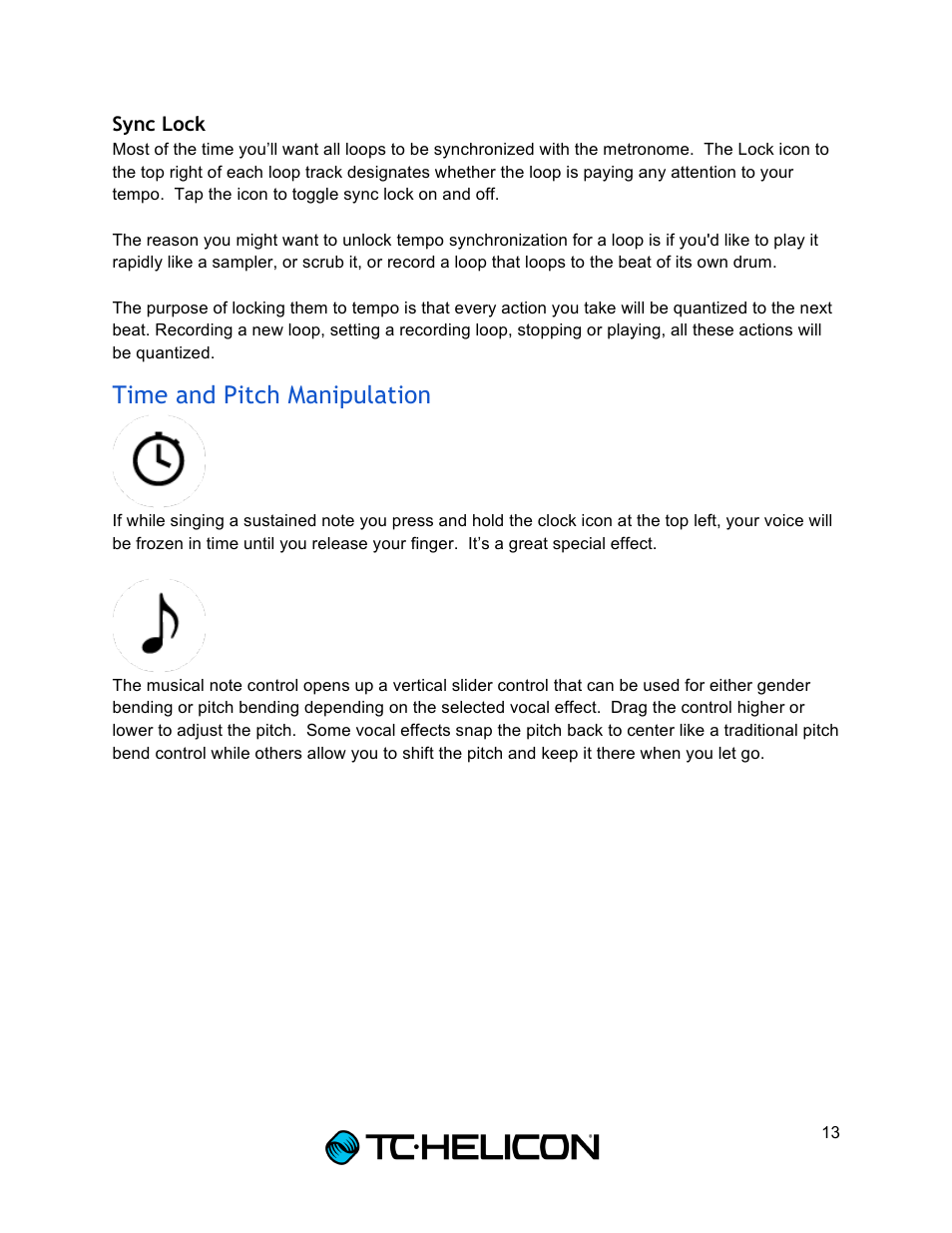 Time and pitch manipulation | TC-Helicon Voice Jam Studio User Manual | Page 13 / 20