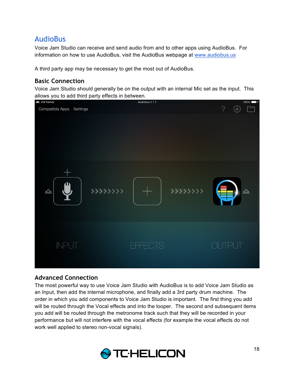 Audiobus | TC-Helicon Voice Jam Studio User Manual | Page 18 / 20