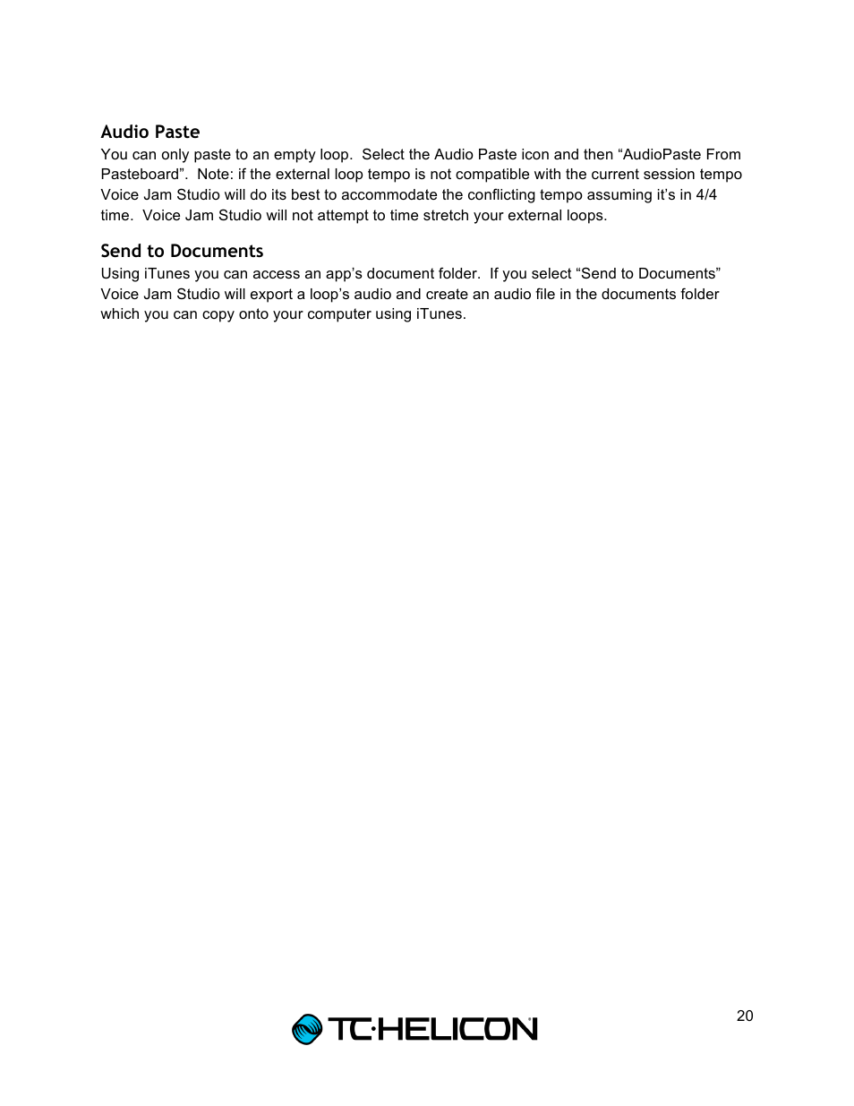 TC-Helicon Voice Jam Studio User Manual | Page 20 / 20