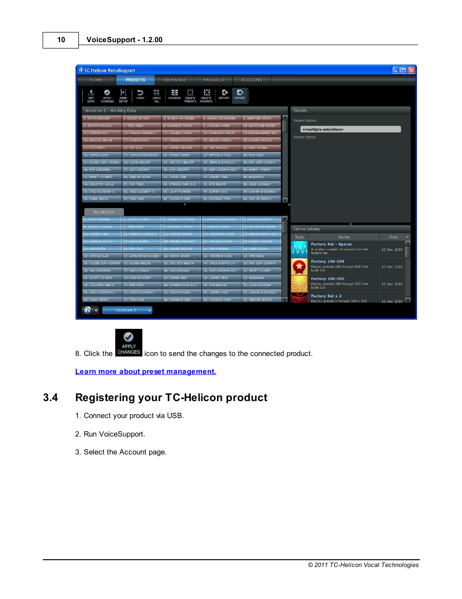 Registering your tc-helicon product, 4 registering your tc-helicon product | TC-Helicon VoiceSupport Manual User Manual | Page 12 / 39