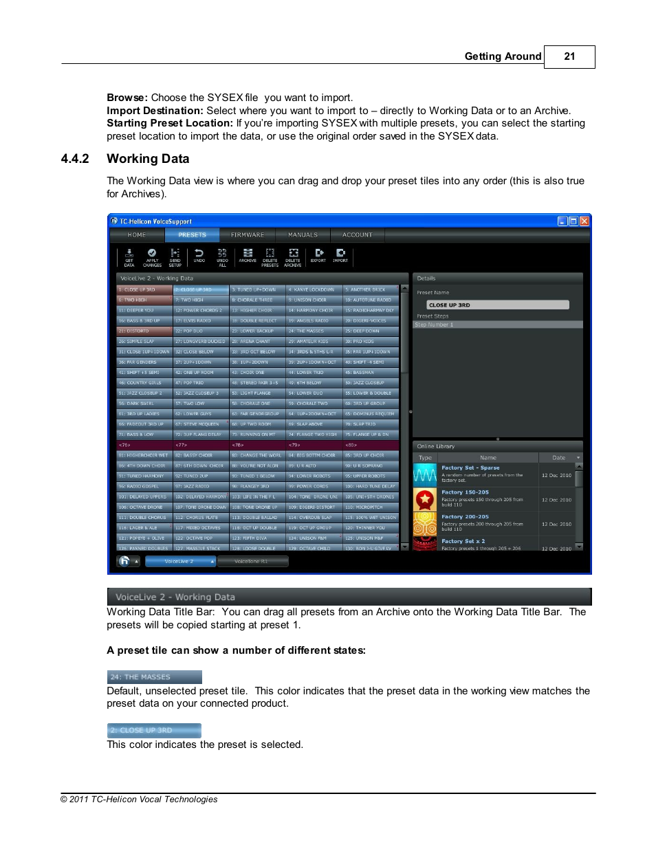 Working data | TC-Helicon VoiceSupport Manual User Manual | Page 23 / 39