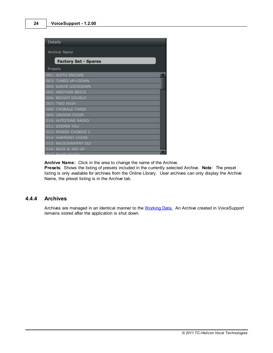 Archives | TC-Helicon VoiceSupport Manual User Manual | Page 26 / 39