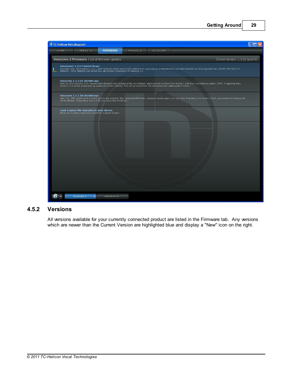 Versions | TC-Helicon VoiceSupport Manual User Manual | Page 31 / 39