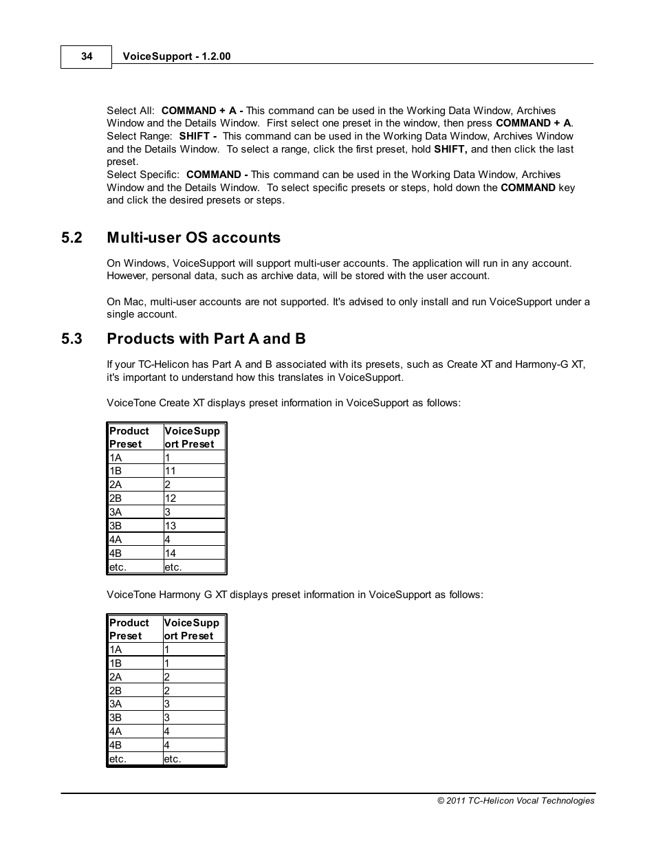 Multi-user os accounts, Products with part a and b, 2 multi-user os accounts | 3 products with part a and b, Multi-user os accounts products with part a and b | TC-Helicon VoiceSupport Manual User Manual | Page 36 / 39