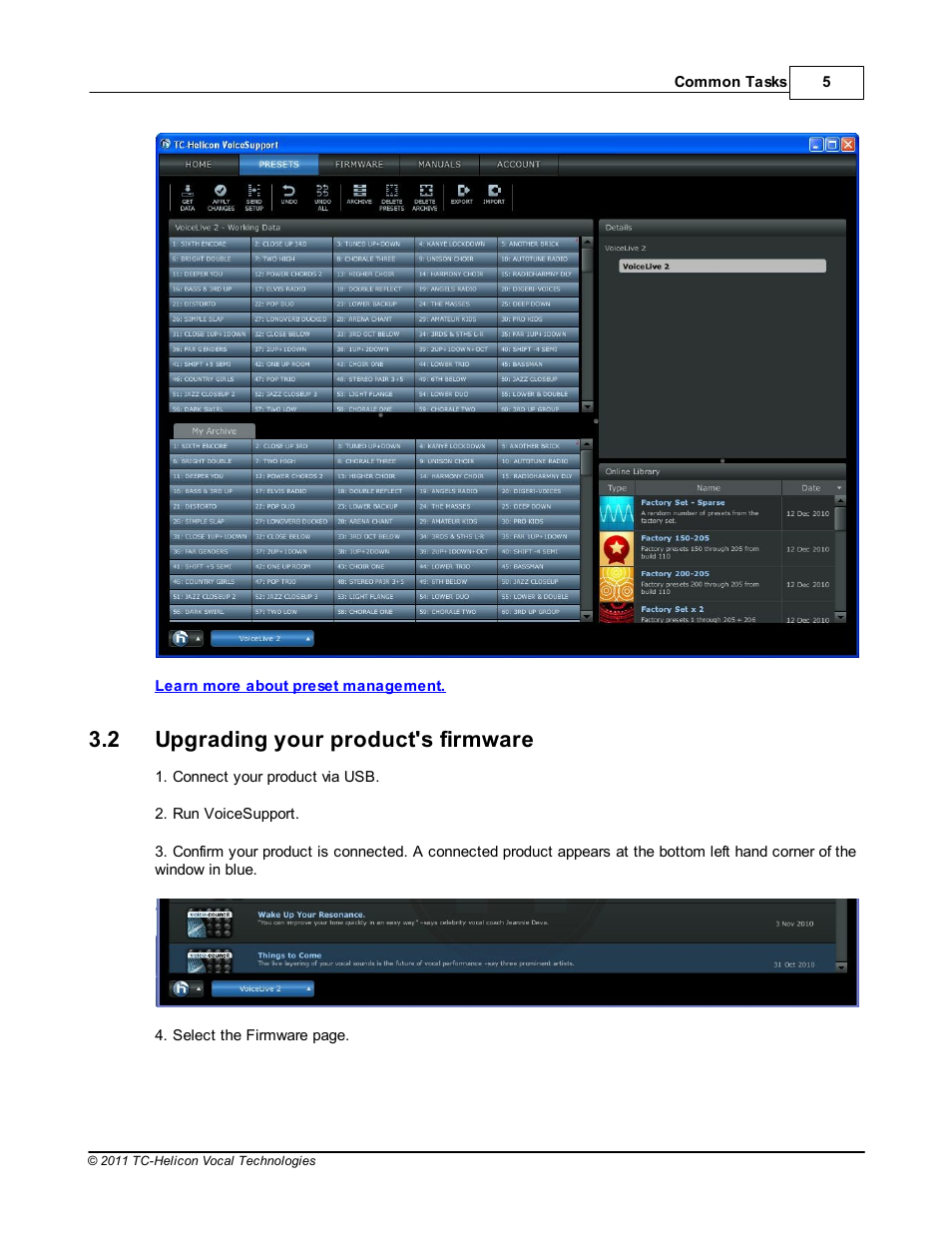 Upgrading your product's firmware, 2 upgrading your product's firmware | TC-Helicon VoiceSupport Manual User Manual | Page 7 / 39