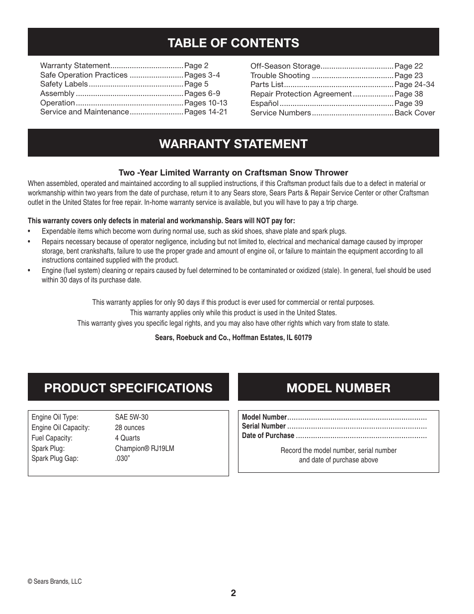 Craftsman 247.88045 User Manual | Page 2 / 64