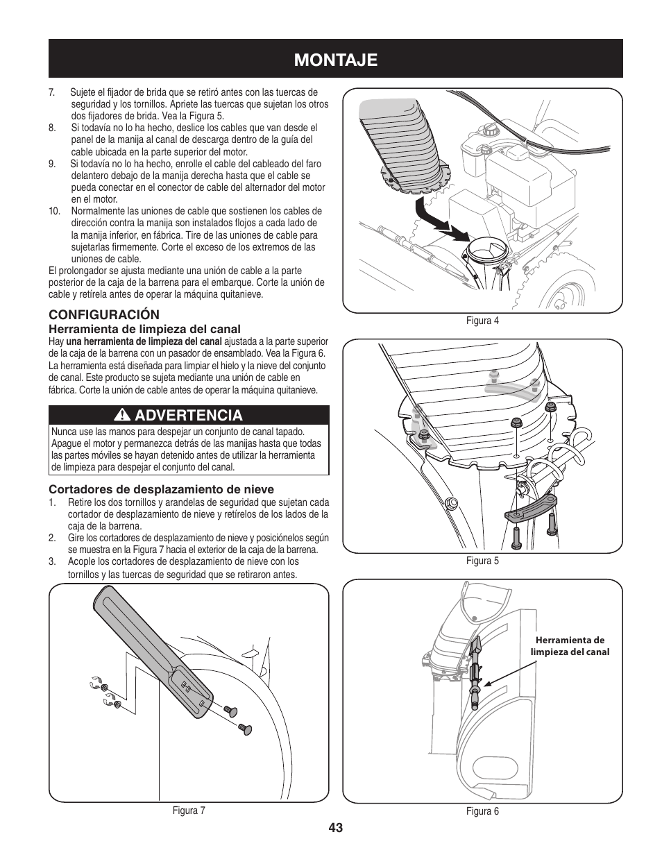 Montaje, Advertencia | Craftsman 247.88045 User Manual | Page 43 / 64