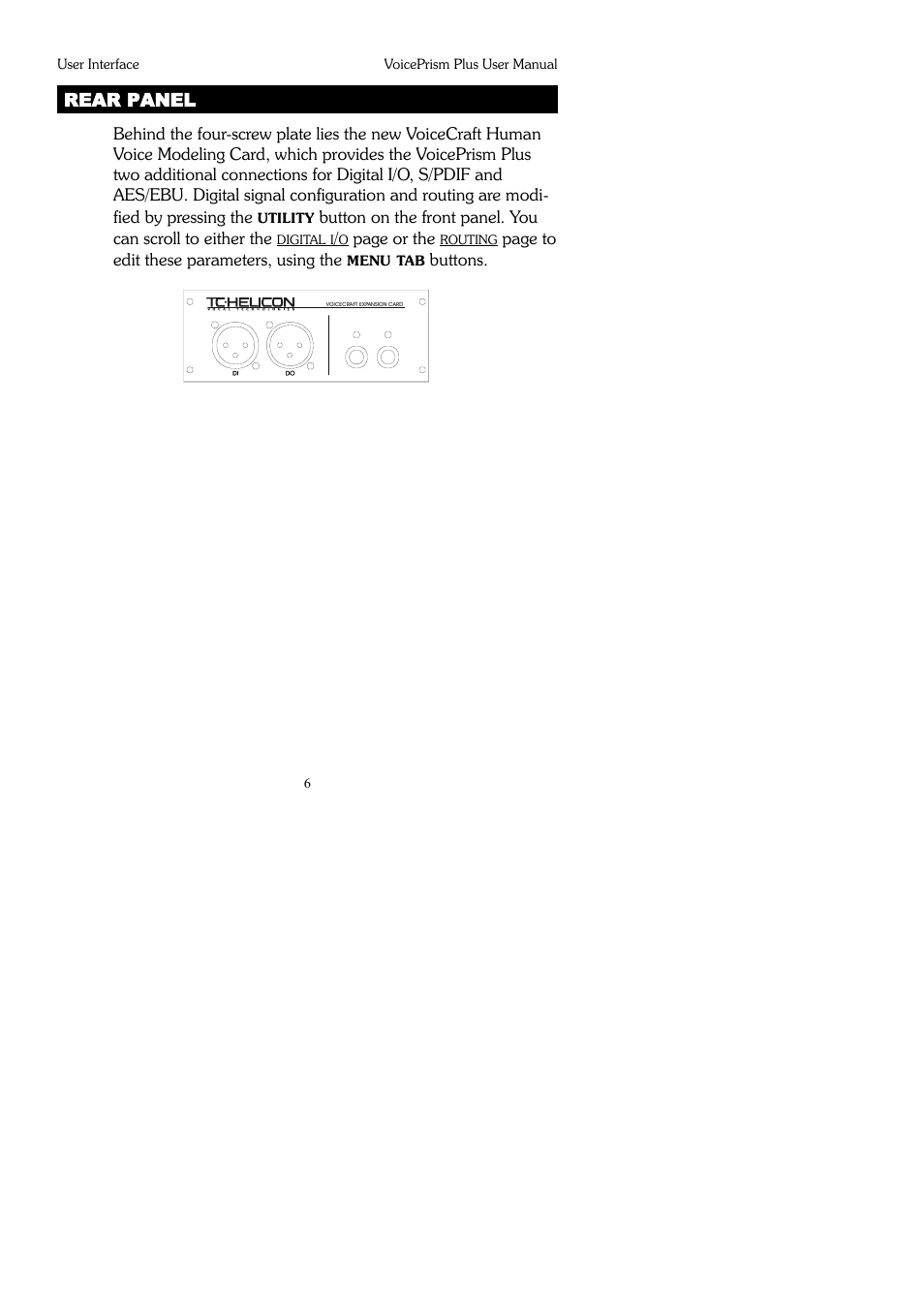 Rear panel | TC-Helicon VoicePrismPlus Manual User Manual | Page 6 / 41