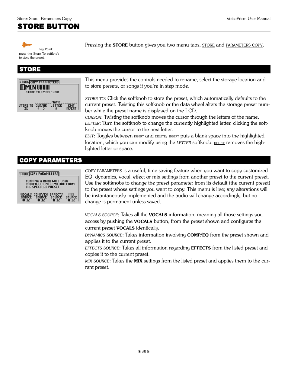 Store button | TC-Helicon Voiceprism Manual User Manual | Page 30 / 46