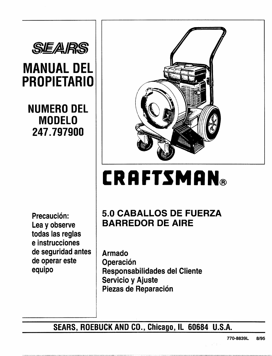 Manual del propietario, Numero del modelo 247.797900, Crflftsmrn | Numero del modelo | Craftsman 247.797900 User Manual | Page 23 / 36