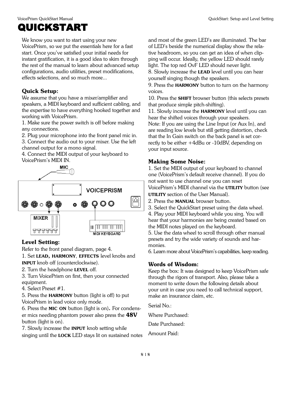 TC-Helicon Voiceprism Quickguide User Manual | 9 pages