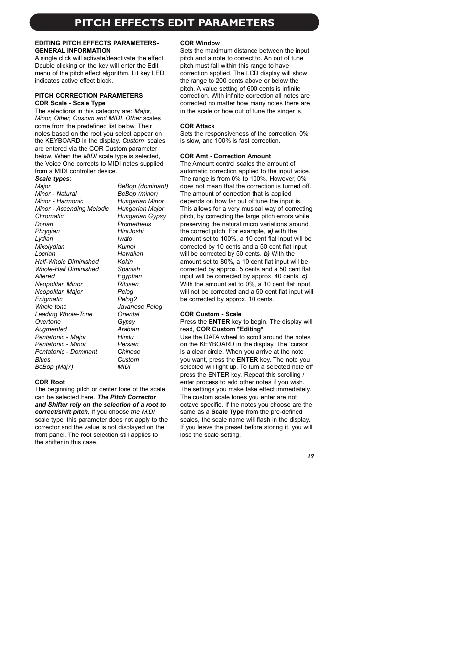 Pitch effects edit parameters | TC-Helicon VoiceOne Manual User Manual | Page 21 / 43
