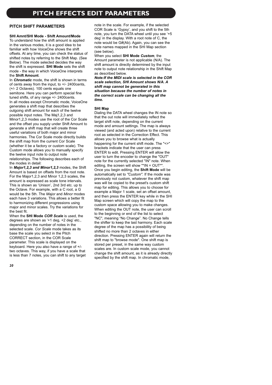 Pitch effects edit parameters | TC-Helicon VoiceOne Manual User Manual | Page 22 / 43