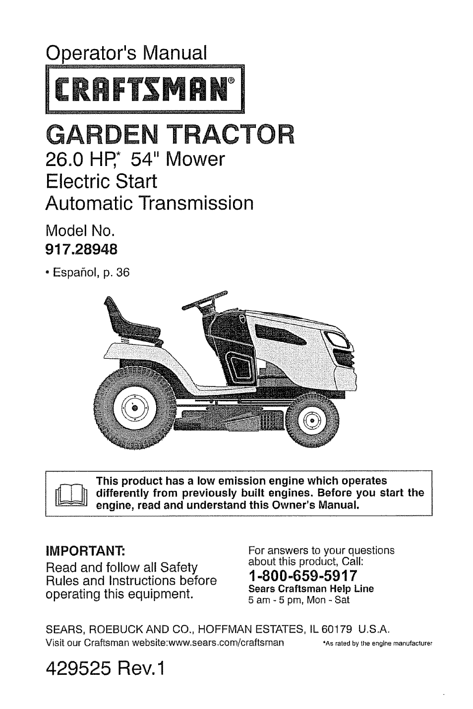 Craftsman 917.28948 User Manual | 72 pages