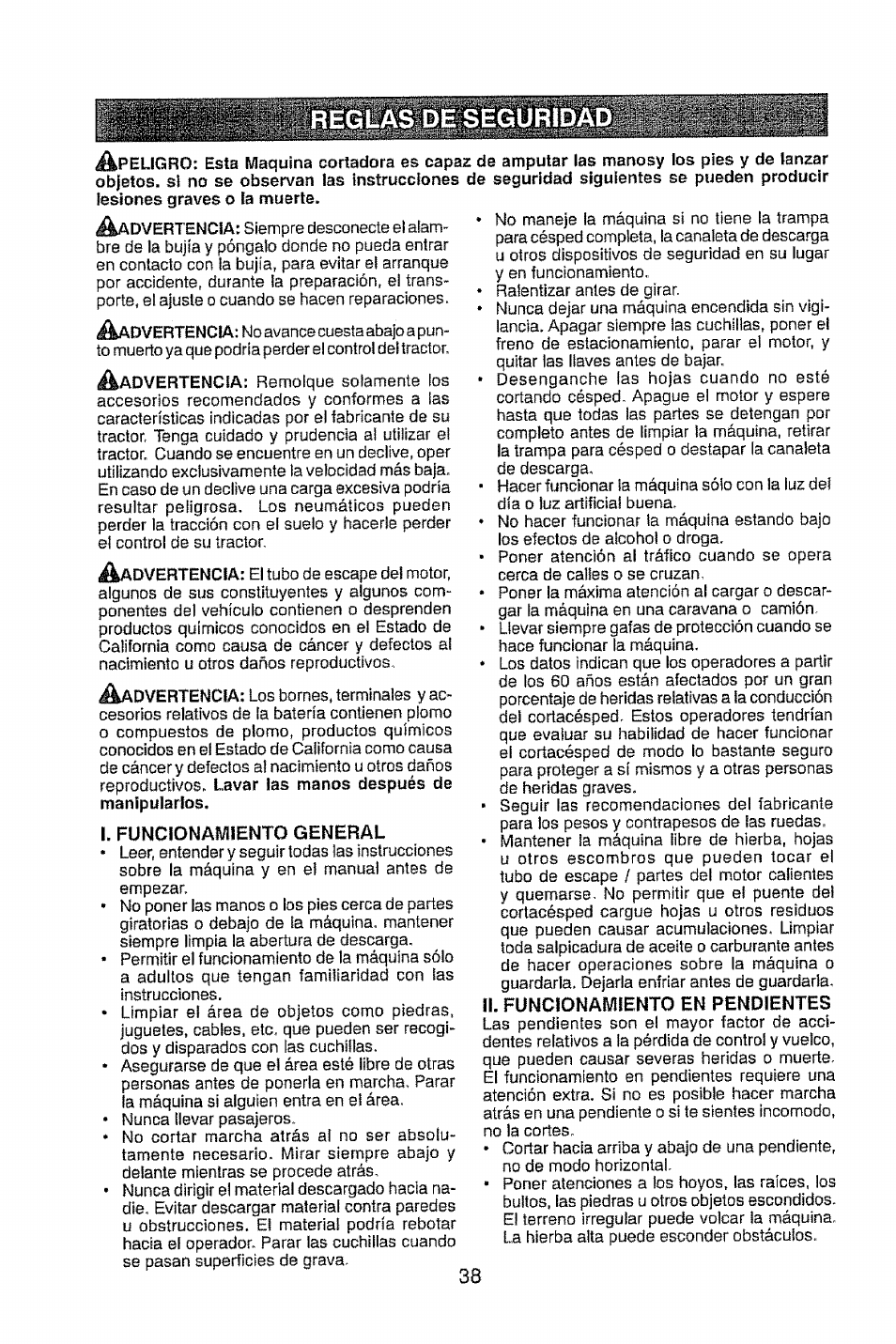 I. funcionamiento general | Craftsman 917.28948 User Manual | Page 38 / 72